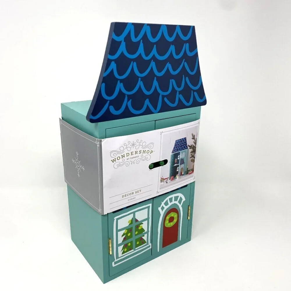 Target 9pc Wood House with Santa and Friends Christmas Figurine Set - Wondershop